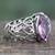 Amethyst cocktail ring, 'Love Sonnet' - Marquise Amethyst Single Stone Silver Ring from India thumbail