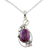 Sterling silver pendant necklace, 'Splendor' - Purple Composite Turquoise Silver Necklace from India (image 2b) thumbail