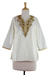 Beaded cotton and silk tunic, 'Morning Princess' - Ivory Beaded Gota Embroidery Cotton Blend Tunic from India (image 2c) thumbail
