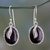 Onyx dangle earrings, 'Tender Leaves' - India Fair Trade Onyx and Sterling Silver Dangle Earrings thumbail