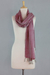Wool scarf, 'Himalayan Path' - India Handwoven Fuchsia Wool Scarf with Grey and Ivory