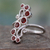 Garnet cocktail ring, 'Scarlet Tendrils' - Handcrafted Silver Statement Cocktail Ring with 8 Garnets thumbail