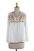Embroidered blouse, 'Bright Bouquet' - White Viscose Blouse with Colorful Embroidery (image 2c) thumbail