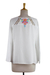 Embroidered blouse, 'Bright Bouquet' - White Viscose Blouse with Colorful Embroidery (image 2d) thumbail