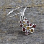 Garnet and citrine cocktail ring, 'Fascinator in Scarlet' - Unique Garnet and Citrine Sterling Silver Cocktail Ring