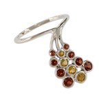 Garnet and citrine cocktail ring, 'Fascinator in Scarlet' - Unique Garnet and Citrine Sterling Silver Cocktail Ring