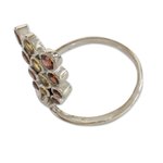 Garnet and citrine cocktail ring, 'Fascinator in Scarlet' - Unique Garnet and Citrine Sterling Silver Cocktail Ring