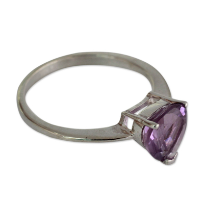 Amethyst solitaire ring, 'Lovely Lilac' - Genuine 1.5 Carat Amethyst Solitaire Ring from India