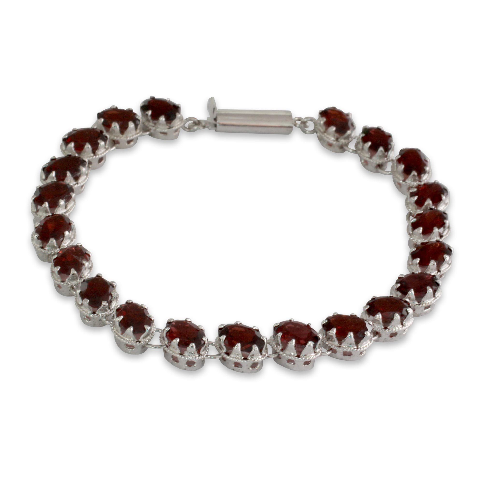 21 Carat Tennis Bracelet in Sterling Silver Scarlet Radiance
