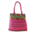 Cotton shoulder bag, 'Majestic Pink' - Pink Cotton Shoulder Bag with Multicolor Embroidery