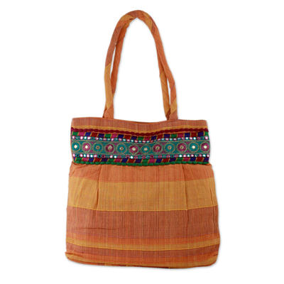 Indian Artisan Crafted Orange Cotton Shoulder Bag