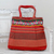 Cotton shoulder bag, 'Scarlet Dawn' - Red and Orange Striped Cotton Shoulder Bag from India