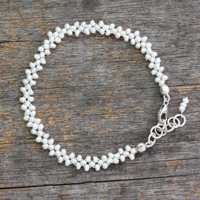 Cultured freshwater pearl bracelet, 'Regal Trio' - Artisan Crafted Cultured Freshwater Pearl Bracelet