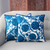 Embroidered cushion covers, 'Blue Dahlias' (pair) - Blue Floral Embroidered Cushion Covers from India (pair) (image 2) thumbail