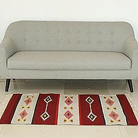 Dhurrie-Teppich aus Wolle, „Bright Morning“ (3x5) – Bunter handgefertigter Vollwollteppich aus Indien (3x5)