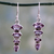 Amethyst dangle earrings, 'Mystical Quartet' - Sterling Silver and Amethyst Dangle Earrings from India