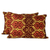 Embroidered cushion covers, 'Mustard Field' (pair) - Embroidered Yellow, Orange and Red Cushion Covers (pair)