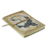Handmade paper journal, 'Blue Gems' - Handcrafted Paper Journal with Jewel Motif on Cover