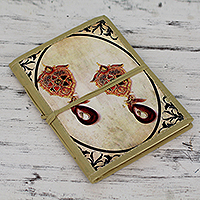 Handmade paper journal, 'Royal Past' - Jewel Motif Artisan Handmade Journal with Cotton Binding