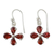 Garnet dangle earring, 'Scarlet Blossom' - Genuine Garnet Flower Earrings in 925 Sterling Silver