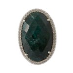 Green sapphire cocktail ring, 'Gorgeous Green' - Fair Trade Cocktail Ring with Dyed Green Sapphire and CZ