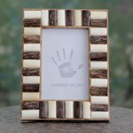 Bone and teak wood photo frame, 'Forest Appeal' (4x6) - Handcrafted Teak and Bone Photo Frame from India (4x6)