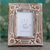 Wood photo frame, 'Moradabad Memories' (4x6) - Hand Carved Wooden Photo Frame with Antiqued Finish (4x6) (image 2) thumbail