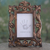 Wood photo frame, 'Mughal Grandeur' (4x6) - Carved Wood Photo Frame with Floral Motifs from India (4x6) thumbail
