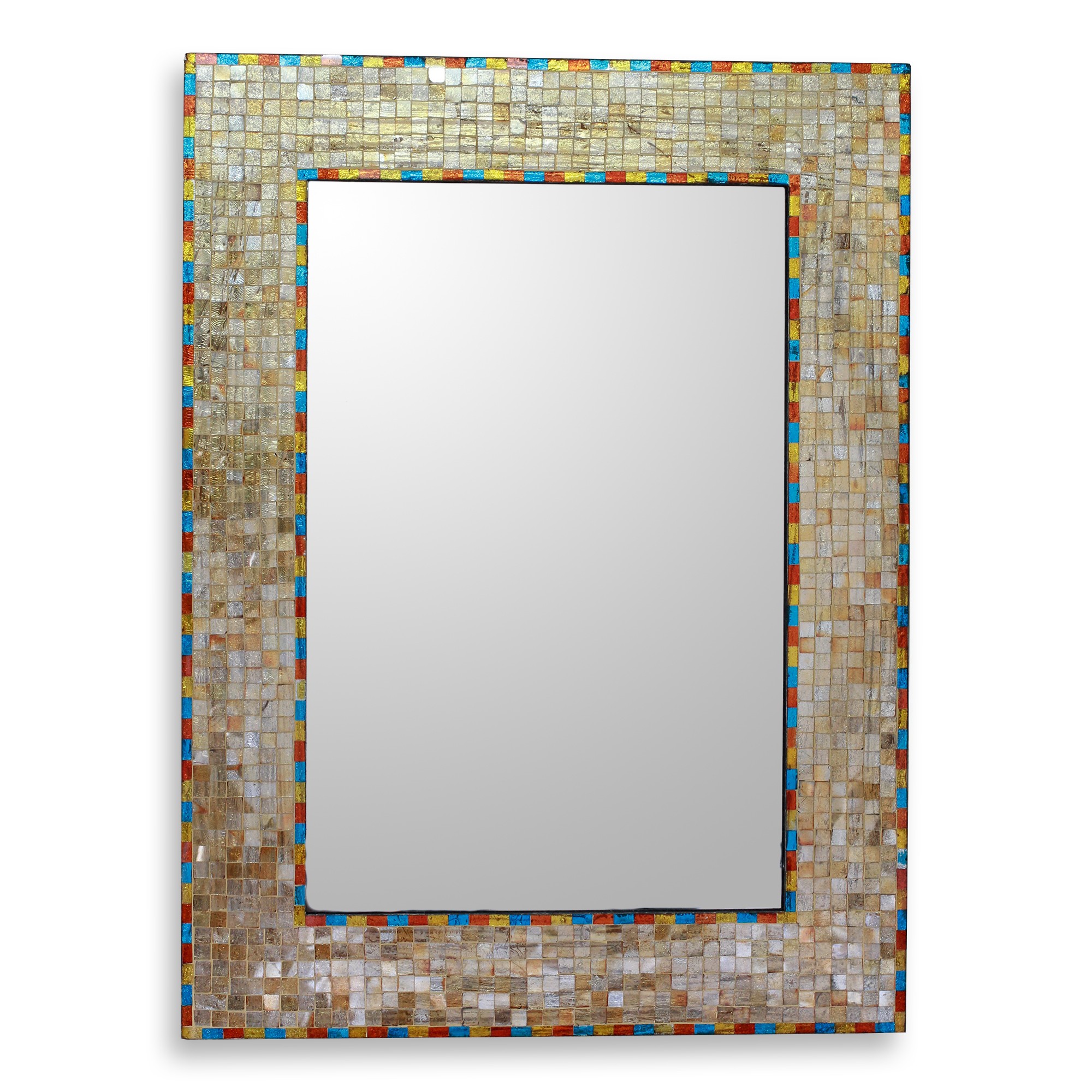 Handmade Glass Mosaic Wall Mirror By Indian Artisan Golden Moradabad