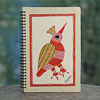Journal, 'Baby Bird' - Charming Handpainted Unlined Journal with Baby Bird