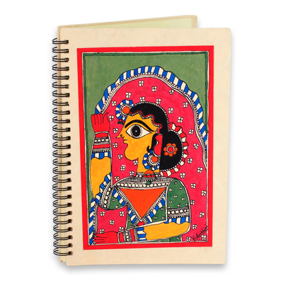 Madhubani-Tagebuch - Signiertes handbemaltes Blanko-Tagebuch im Madhubani-Stil