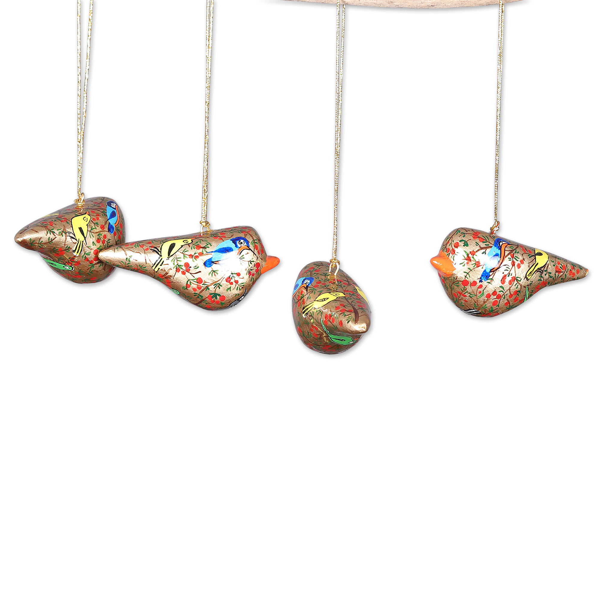 UNICEF Market | Handcrafted Golden Papier Mache Bird Ornaments (set of ...