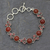 Garnet and carnelian link bracelet, 'Romantic Glow' - Natural Carnelian and Garnet Gemstone Link Bracelet thumbail