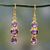 Amethyst and gold vermeil dangle earrings, 'Lilac Triad' - 22k Gold Vermeil Dangle Earrings with Three Amethysts (image 2) thumbail