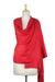Wool shawl, 'Red Allure' - Woven 100% Wool Shawl in Classic Red from India