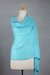 Wool shawl, 'Turquoise Allure' - Indian Fair Trade Woven Wool Shawl in Turquoise Blue