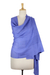 Chal de lana - Chal azul bígaro tejido a mano 100 % lana para mujer