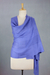 Wool shawl, 'Periwinkle Allure' - Hand Loomed 100% Wool Periwinkle Blue Wrap for Women
