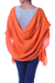Wollschal - Handgefertigter, orangefarbener Schal aus Jacquard-Wolle mit Paisley-Muster
