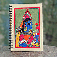 Original Madhubani Folk Art Style Blank Journal from India,'The Maharajah'