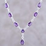 Amethyst Y necklace, 'Lilac Princess' - Artisan Crafted Amethyst and Sterling Silver Y Necklace