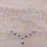 Amethyst Y necklace, 'Lilac Princess' - Artisan Crafted Amethyst and Sterling Silver Y Necklace