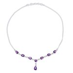 Amethyst Y necklace, 'Lilac Princess' - Artisan Crafted Amethyst and Sterling Silver Y Necklace