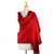 Wollschal - Rot bestickter Schal aus 100 % Wolle aus Indien