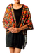 Wool shawl, 'Midnight Marigold' - Free Trade Floral Chain Stitch Embroidery Black Wool Shawl (image 2a) thumbail