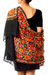 Wool shawl, 'Midnight Marigold' - Free Trade Floral Chain Stitch Embroidery Black Wool Shawl (image 2b) thumbail