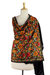 Wool shawl, 'Midnight Marigold' - Free Trade Floral Chain Stitch Embroidery Black Wool Shawl (image 2c) thumbail