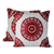 Cotton cushion covers, 'Ruby Mandalas' - Embroidered Red on White Cushion Covers from India (Pair)