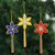 Beaded ornaments, 'Poinsettia' (set of 3) - Handmade Beaded Sequin Colorful Christmas Ornaments (3) thumbail