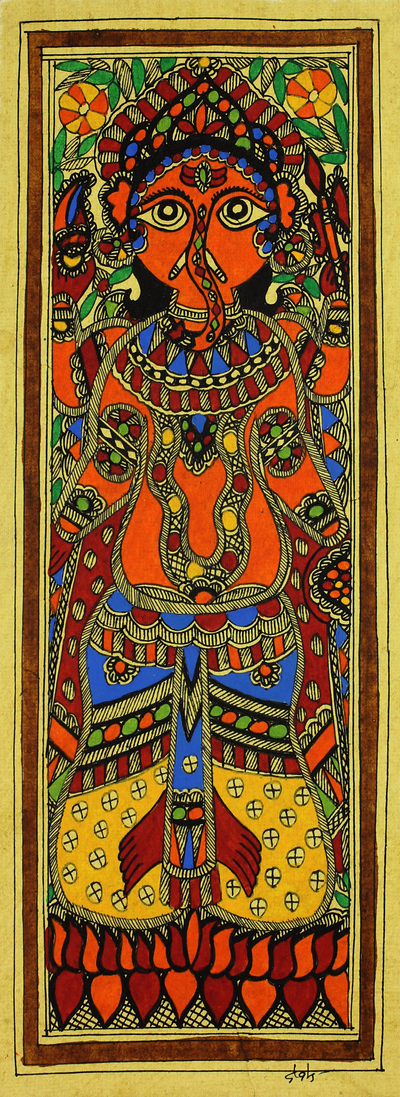 Auspicious Ganesha Indian Madhubani Painting